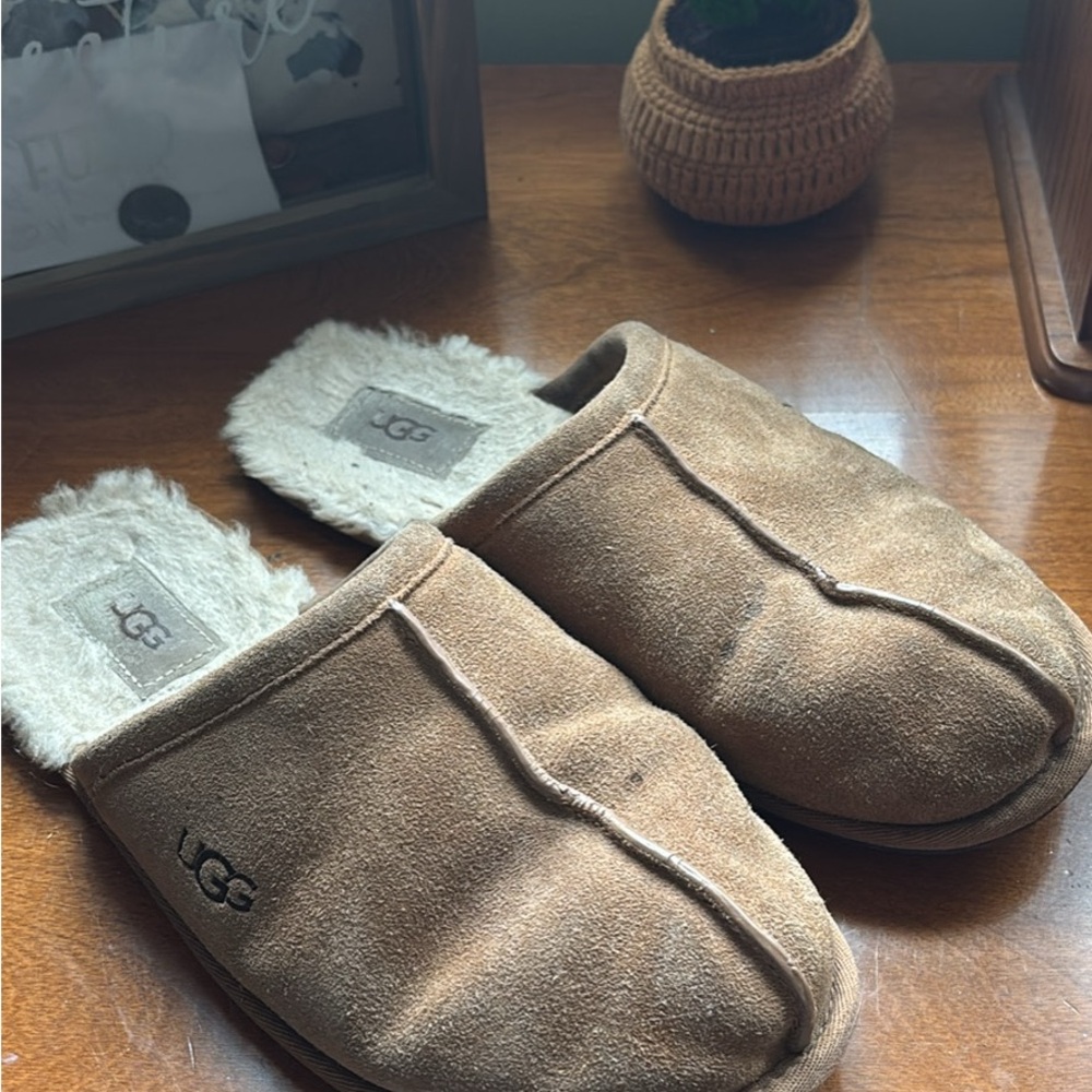 UGG Chestnut Suede Slippers with Plush Lining